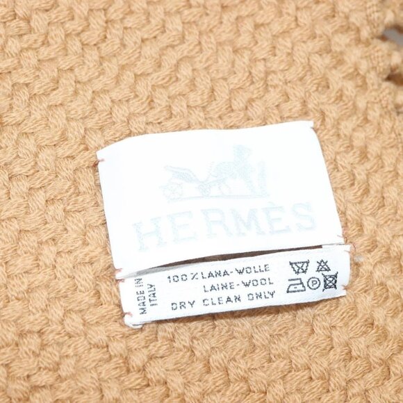 HERMES Blanket Wool 52""-68.5"" Beige Auth bs26877 - Picture 3 of 8